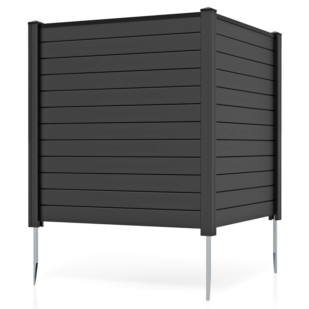 48"L x 48"H Outdoor Privacy Fence Panels with Metal Ground Stakes - Black