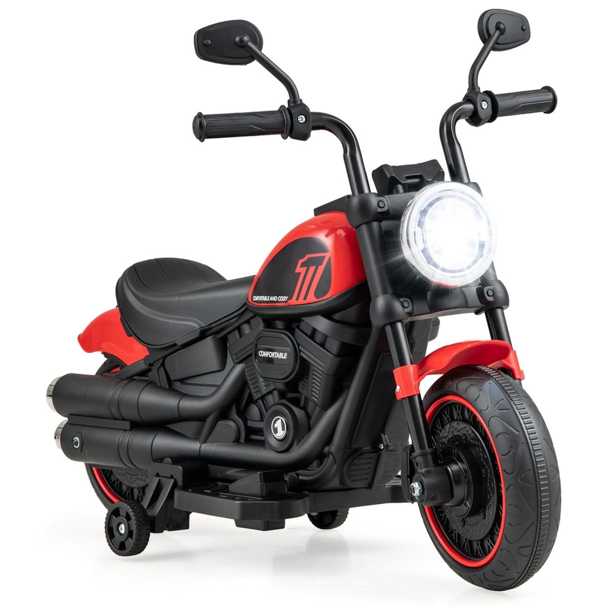 Photos - Kids Electric Ride-on Costway 6V Kids' Electric Motorcycle with Training Wheels - Red HCST00461 
