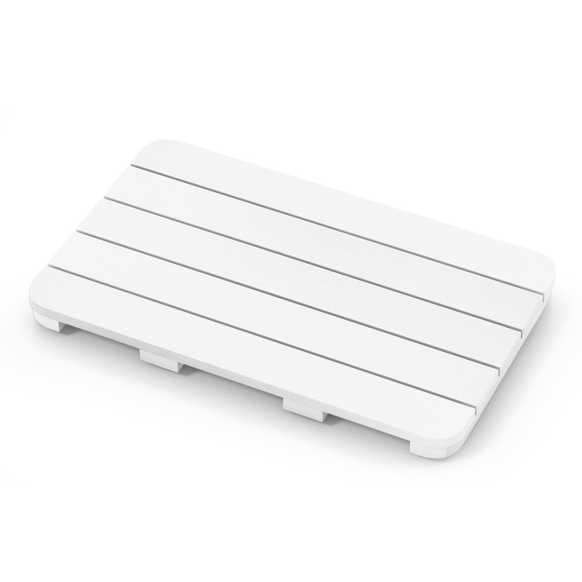 Waterproof HIPS Shower Mat with Non-Slip Foot Pads - Bath Mat-White