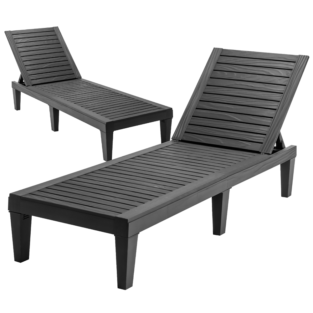 Photos - Garden Furniture Costway Outdoor Chaise Lounge Chair with Adjustable Backrest  - 2PCS Patio Lounge Chair-Black 2*OP70808BK (2-Pack)