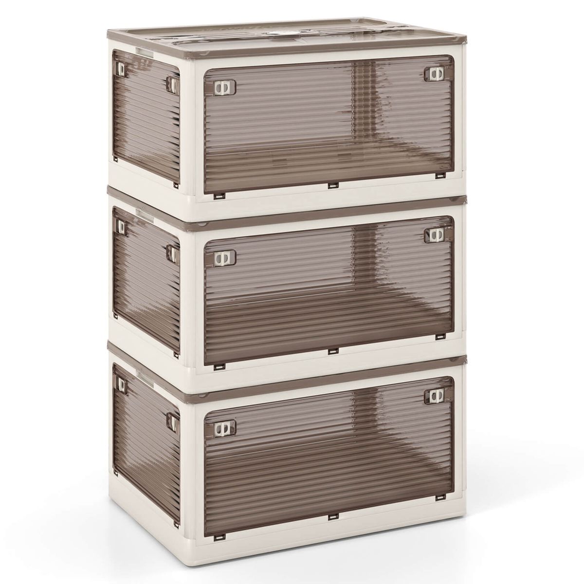 Photos - Wardrobe Costway 18-Gallon Collapsible Stackable Storage Bin  - Container Box-1 HCST03531 (3 or 6-Pack)