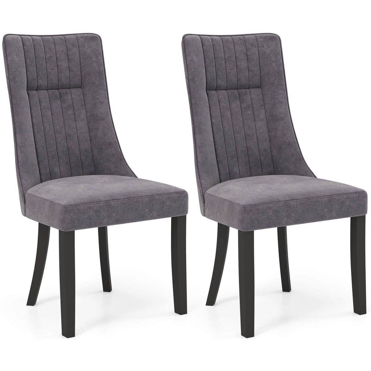 Channel Tufted Dining Chairs with High Backrest (Set of 2/4) - Dining Chairs Set of 2