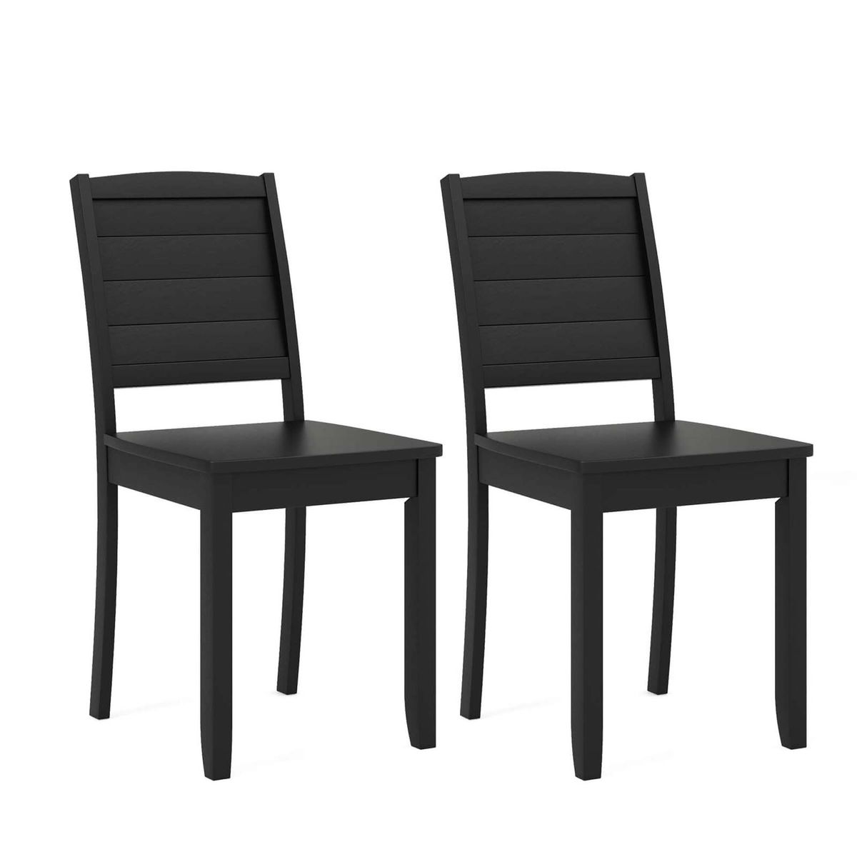 Armless Wood Dining Chairs (Set of 2) - Black-image-SKU11083955