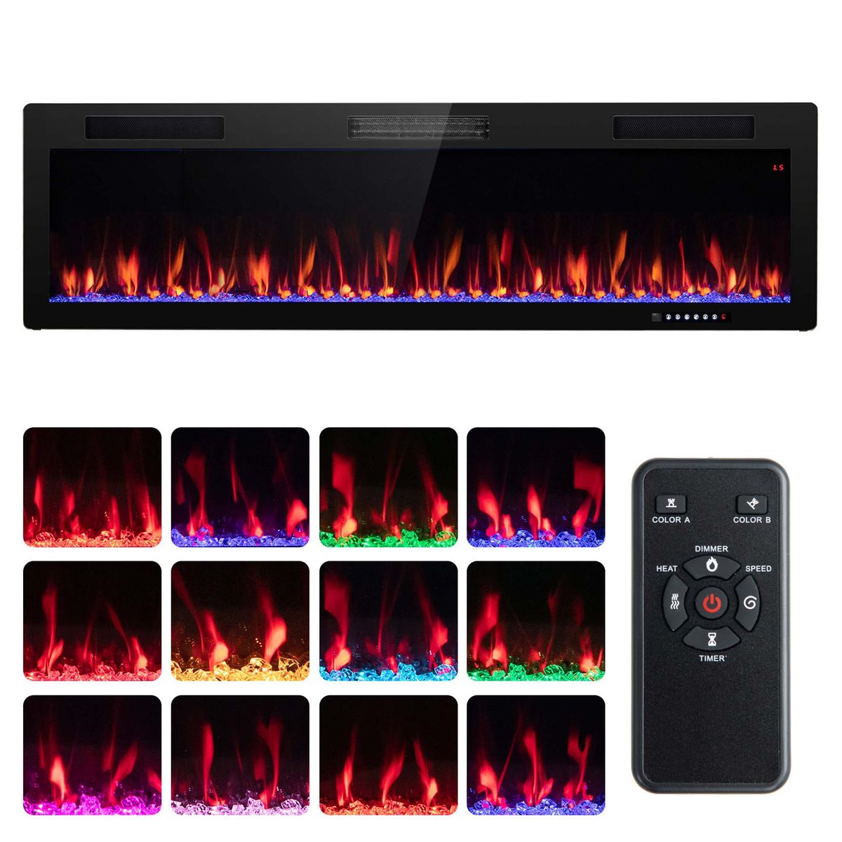 1500W  Linear Electric Fireplace   60 Linear Electric Fireplace