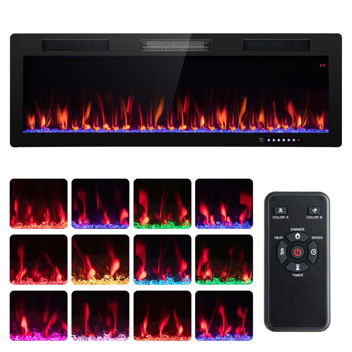 1500W  Linear Electric Fireplace   50 Linear Electric Fireplace