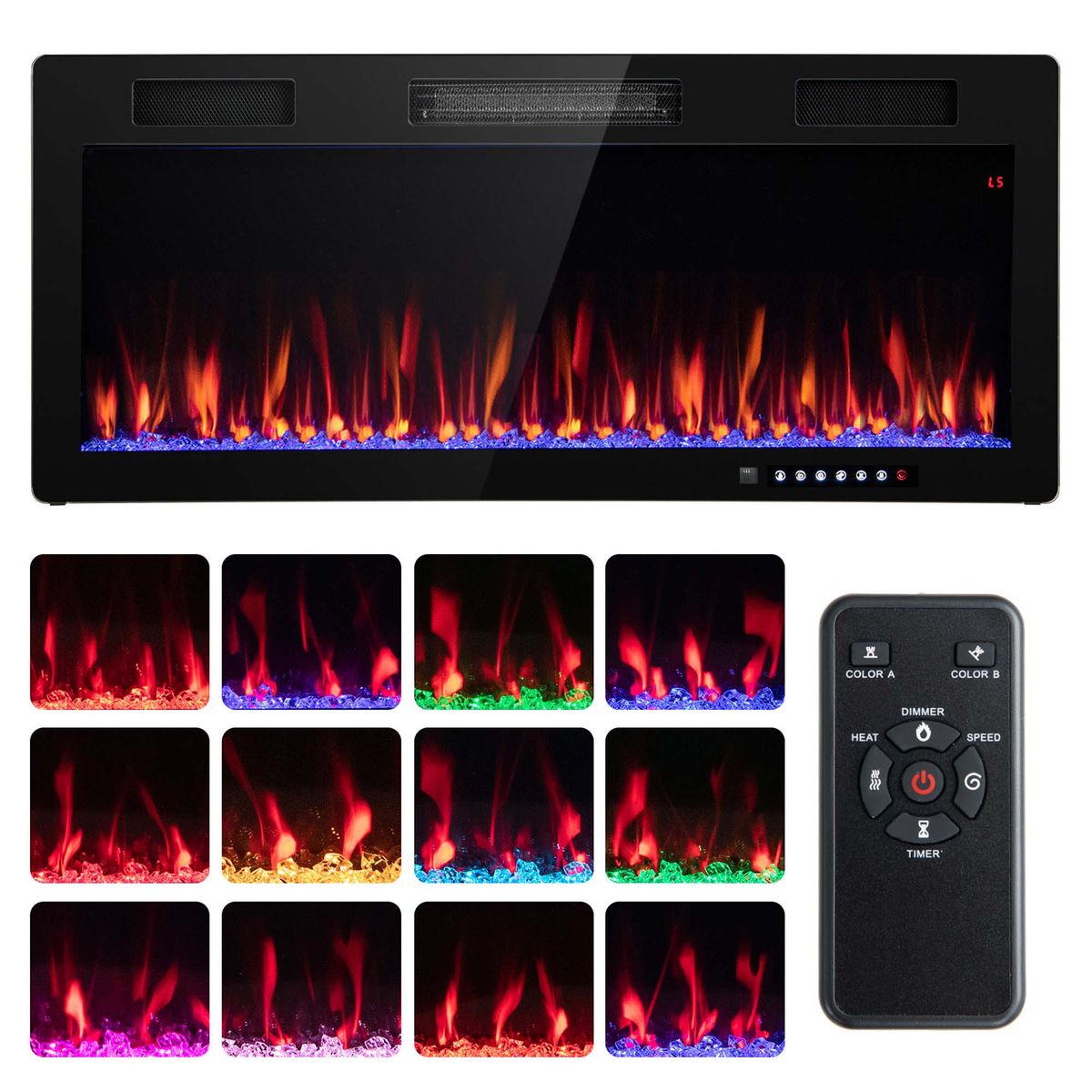 1500W  Linear Electric Fireplace   40 Linear Electric Fireplace