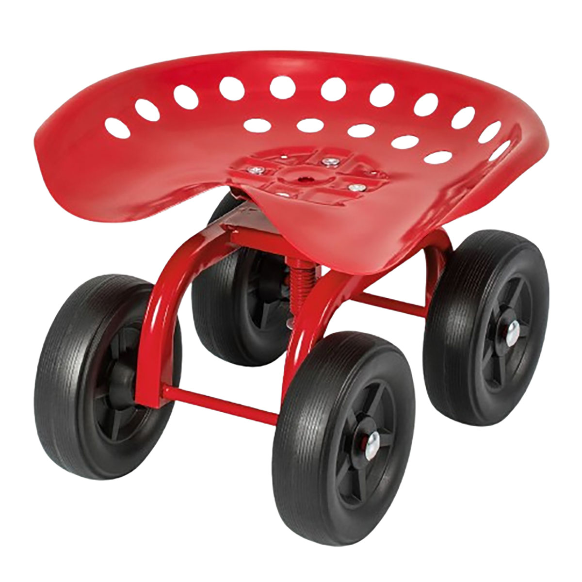 Garden Rolling Work Seat with 360° Swivel and Adjustable Height - Costway Rolling Garden Cart-Red