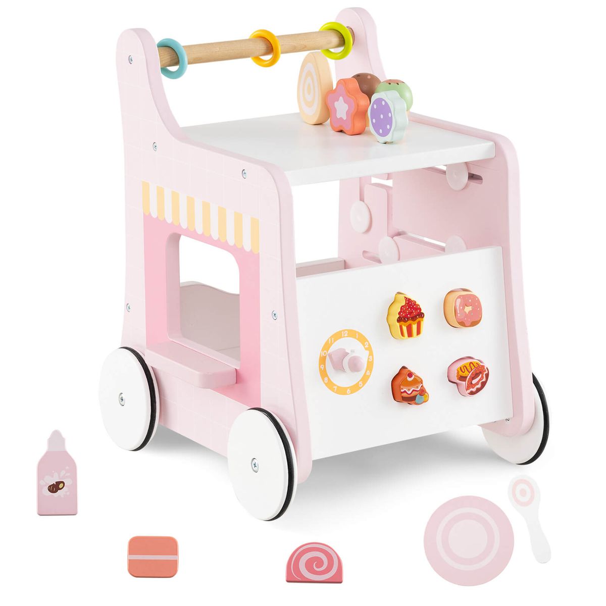 Photos - Other Toys Costway Wooden Ice Cream Stand Baby Walker - Baby Walker -Pink HCST07301 