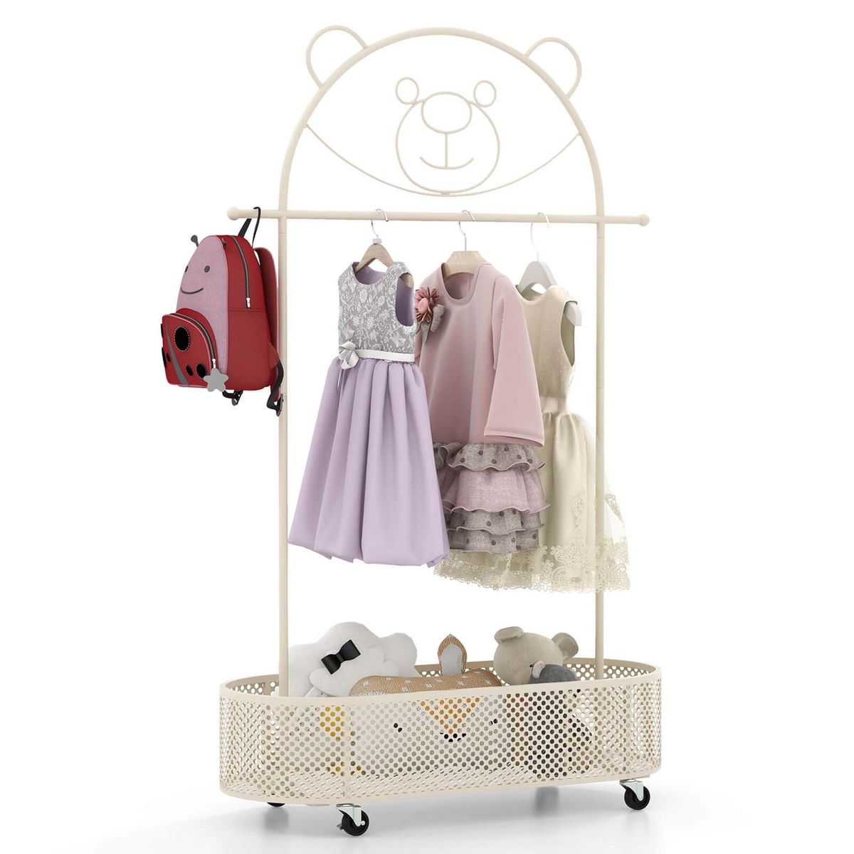 Kid Clothes Rack with 3 Adjustable Heights - Kid Clothes Rack-White-image-SKU12901614