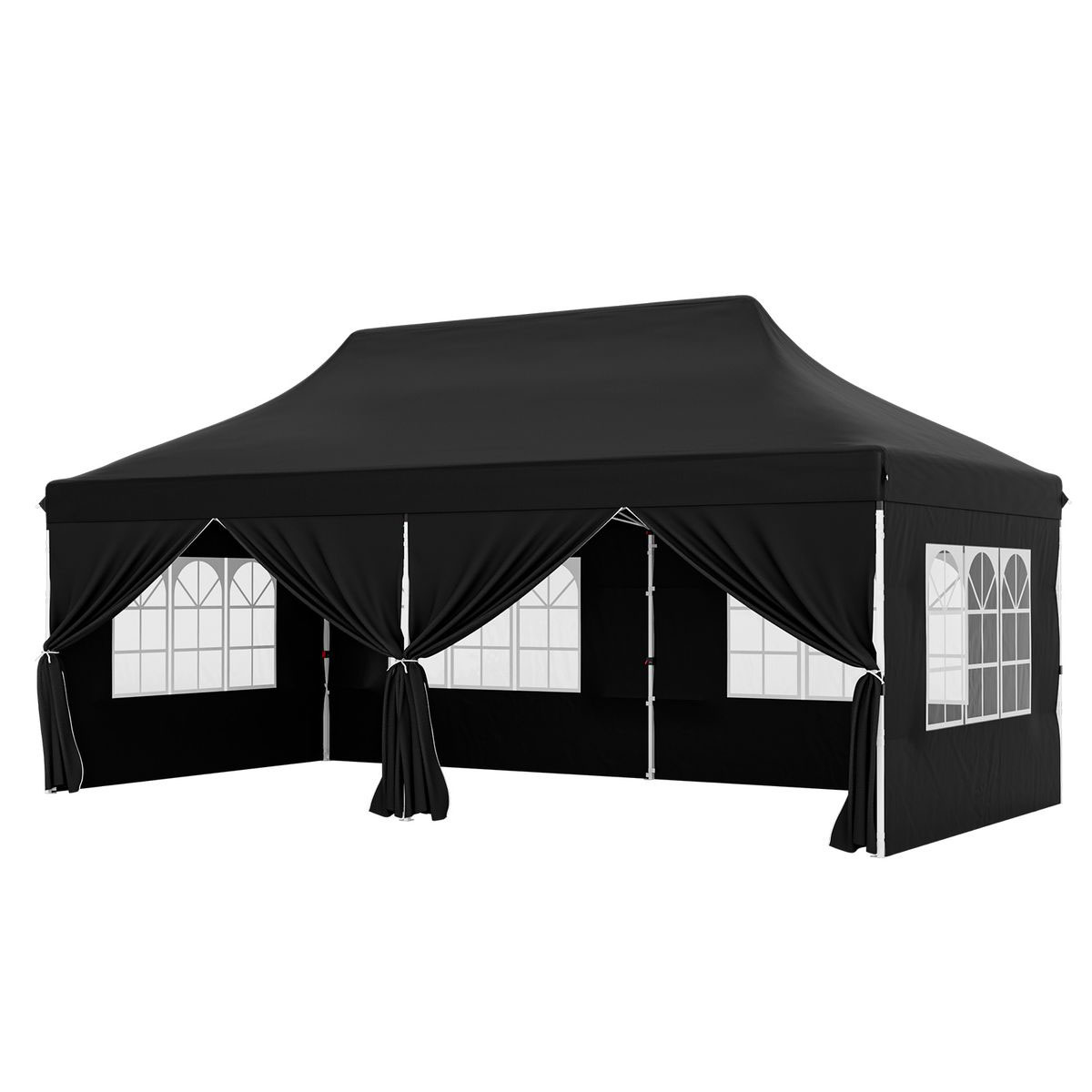 10 x 20Foot Popup Canopy Tent with Windows  Pop up Canopy Black