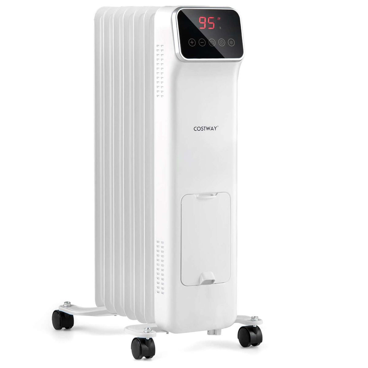 1500W Oil-Filled Radiator Heater with Remote Control - Oil Filled Heater--White