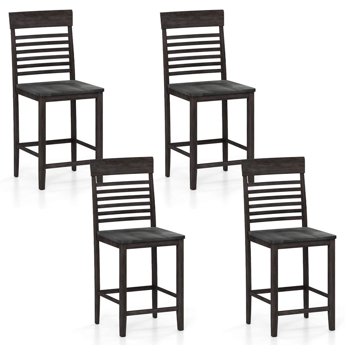 Photos - Chair Costway Counter-Height Dining  with Footrests - Dining -4 set HCST07633 