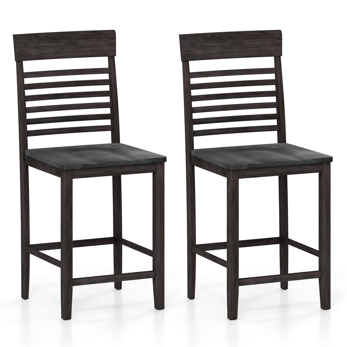 Photos - Chair Costway Counter-Height Dining with Footrests - Dining -2 set HCST07632