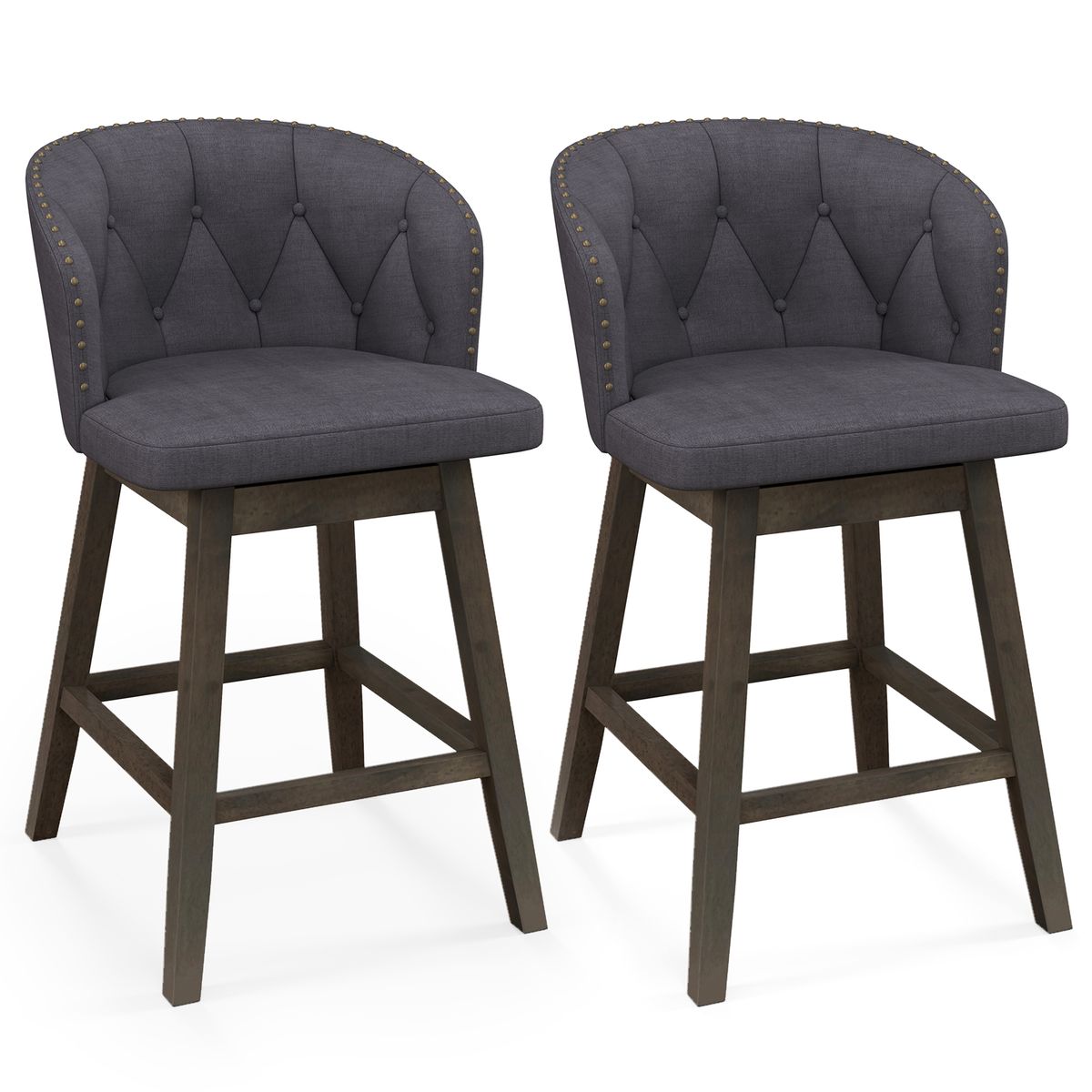 Counter-Height Fabric-Upholstered Bar Stools (Set of 2/4) - Counter Height Bar Stools-2