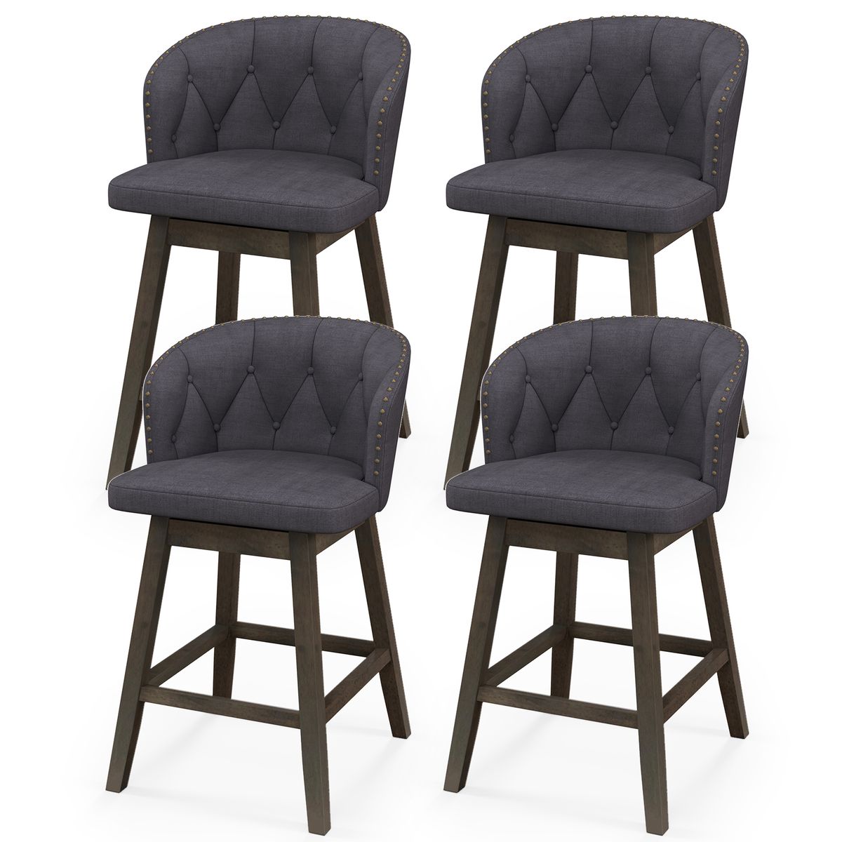 Photos - Chair Costway Counter-Height Fabric-Upholstered Bar Stools - Counter Height Bar Stools-4 HCST05232 (Set of 2 or 4)
