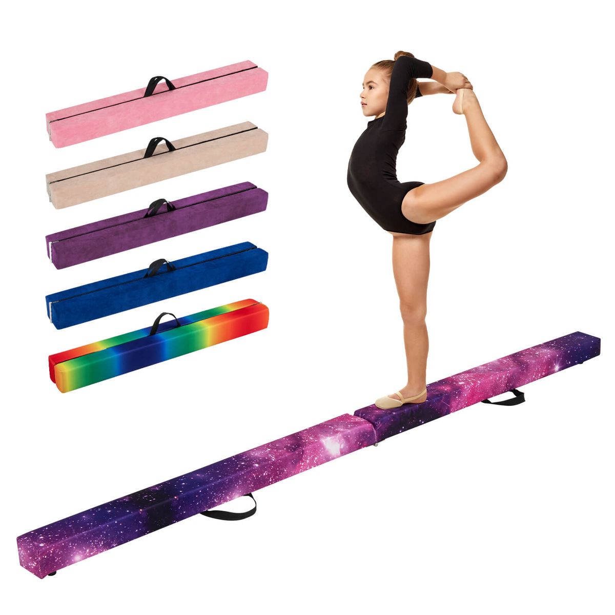8FT Folding Gymnastic Beam with AntiSlip Base  Gymnastic BeamDark Purple