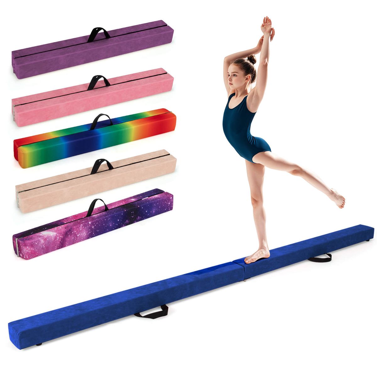8FT Folding Gymnastic Beam with AntiSlip Base  Gymnastic BeamBeige