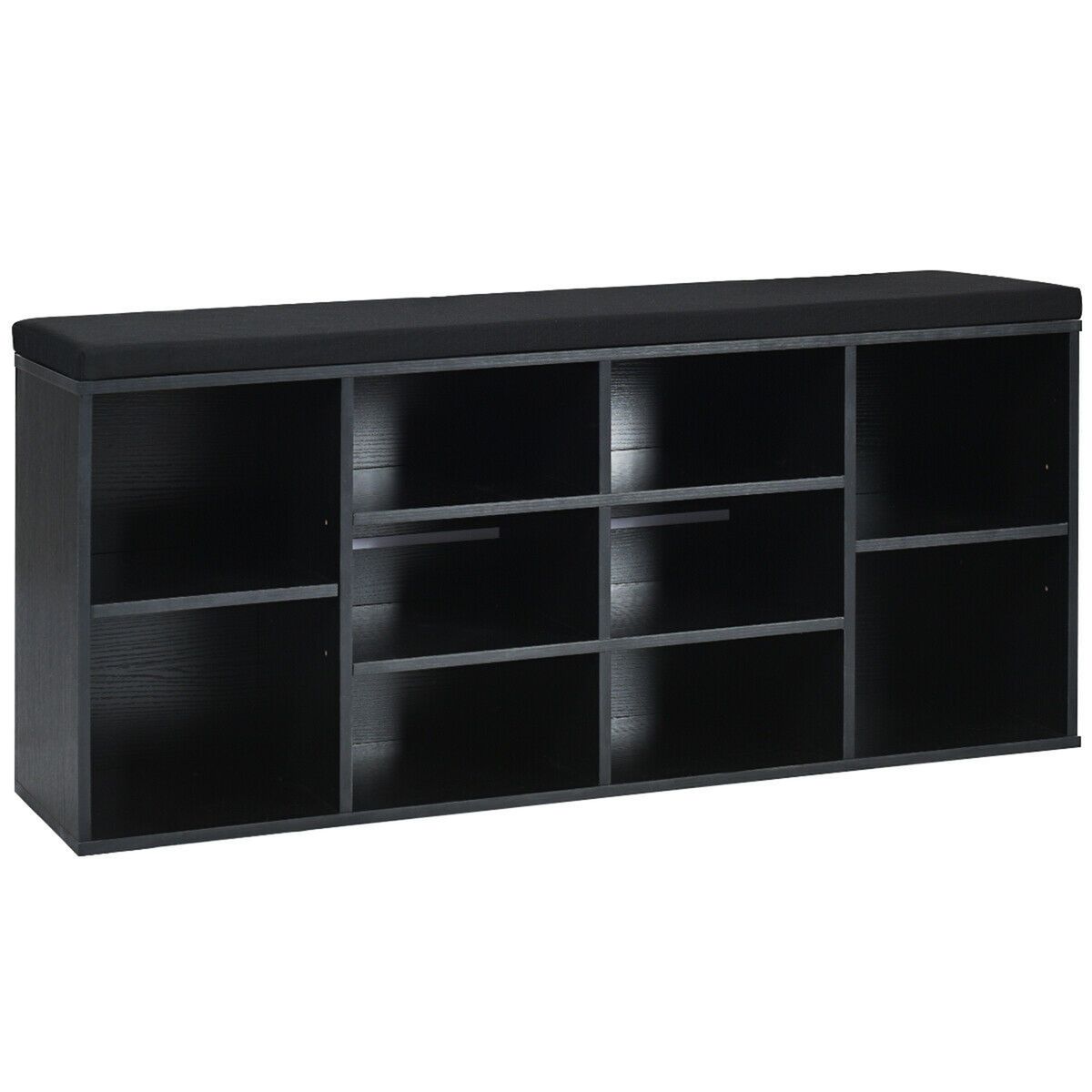 Entryway Padded Shoe Storage Bench - Black