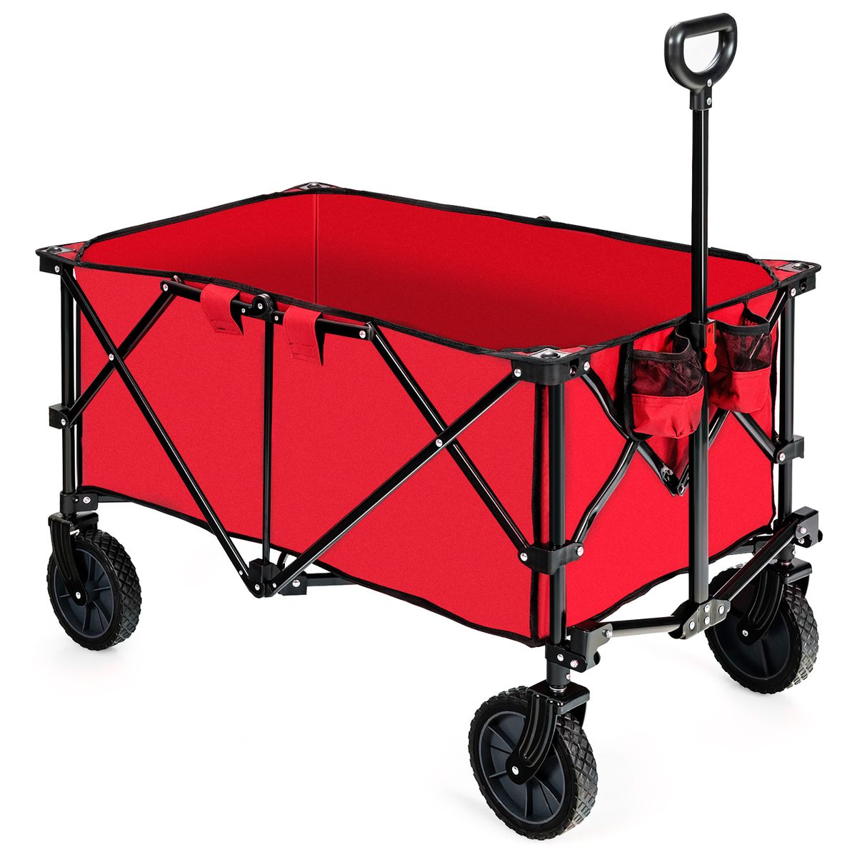 Adjustable, Folding, Collapsible Utility Wagon - Camping Cart-Red