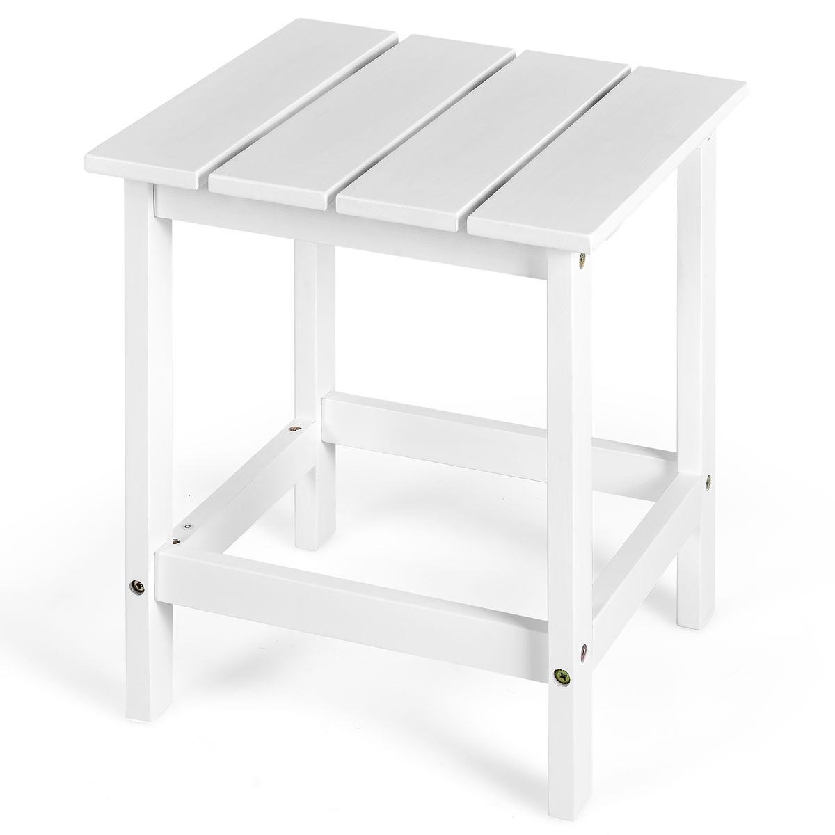 15-Inch Patio Wooden Slat End Side Coffee Table - Patio 15" End Side-White