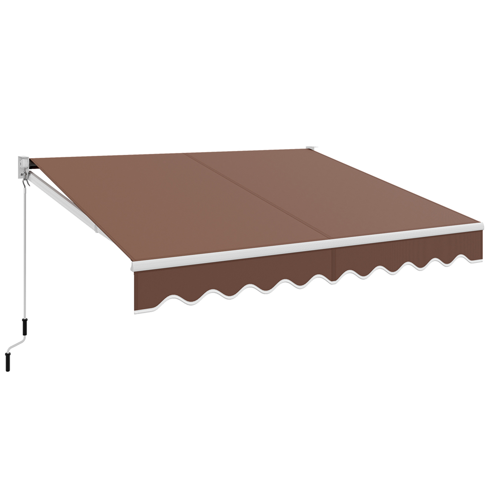 Retractable 10' x 8' Crank Handle Patio Awning - Awning- Coffee