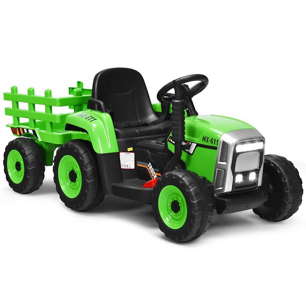 Photos - Kids Electric Ride-on Costway Kids' 12V Ride-on Tractor with Trailer and Parent Remote Control - Green TY327774US-GN 