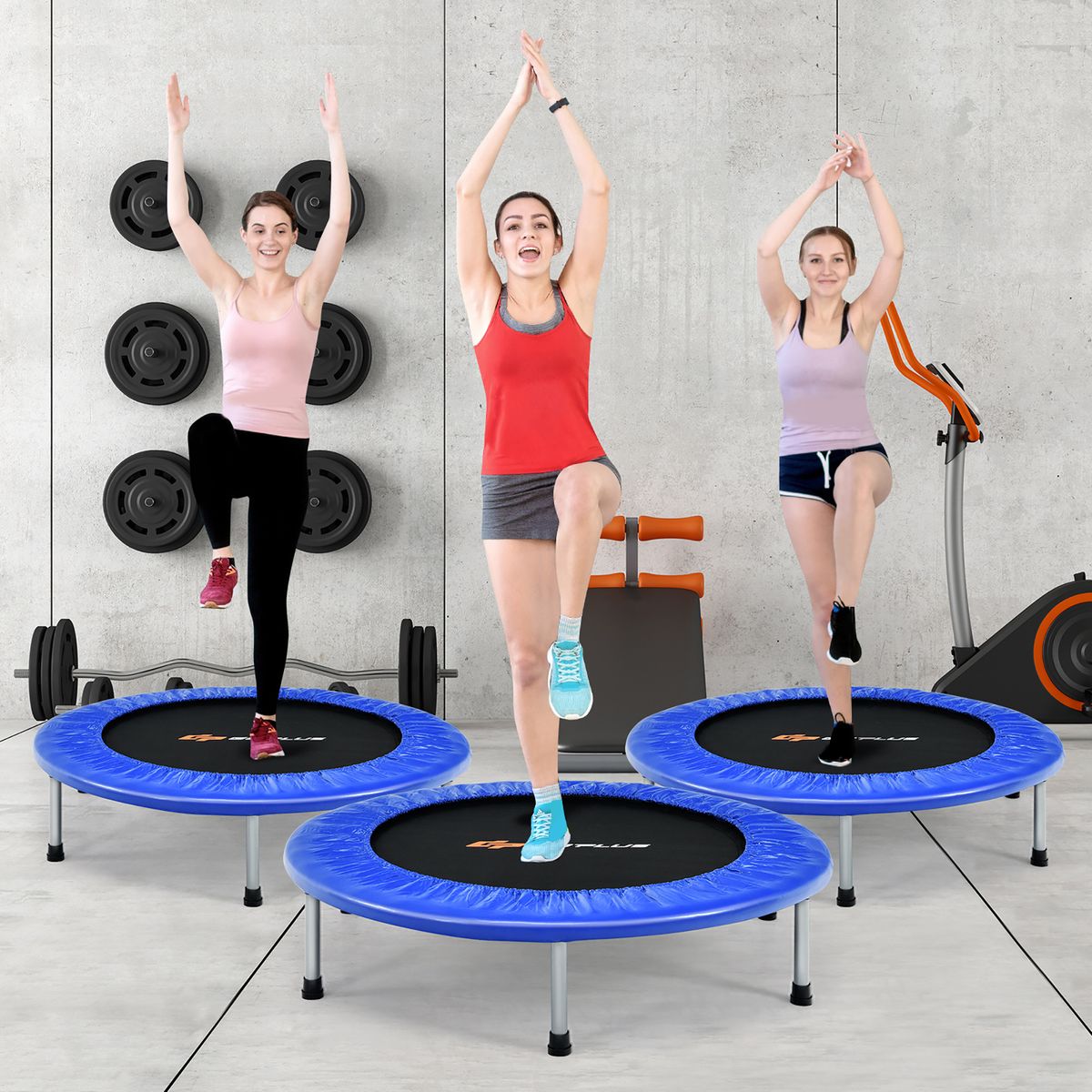 38-Inch Mini Folding Rebounder Fitness Trampoline - Blue