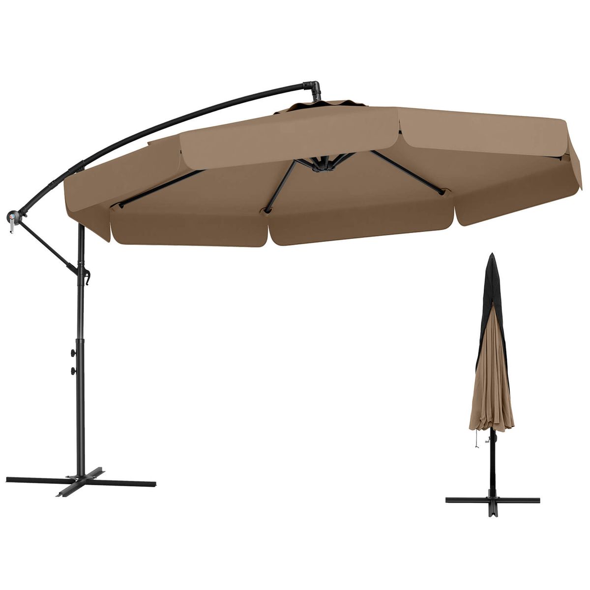 10-foot Offset Patio Cantilever Umbrella - Brown