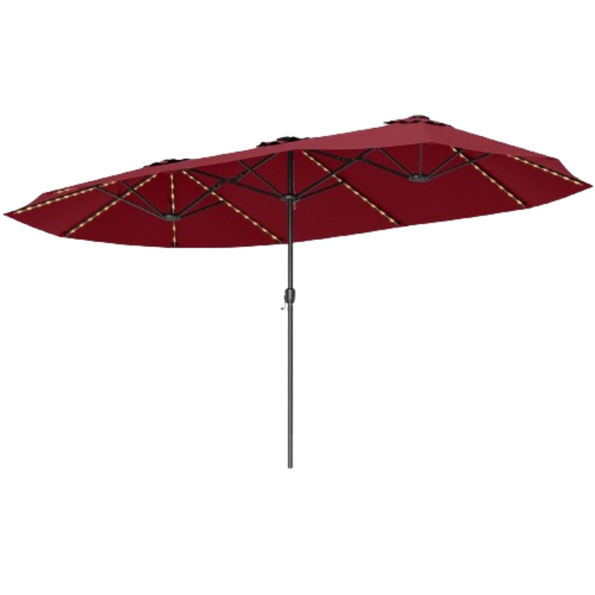 Extra-Large Patio Umbrella with LED Solar Lights - Patio Umbrella-Red