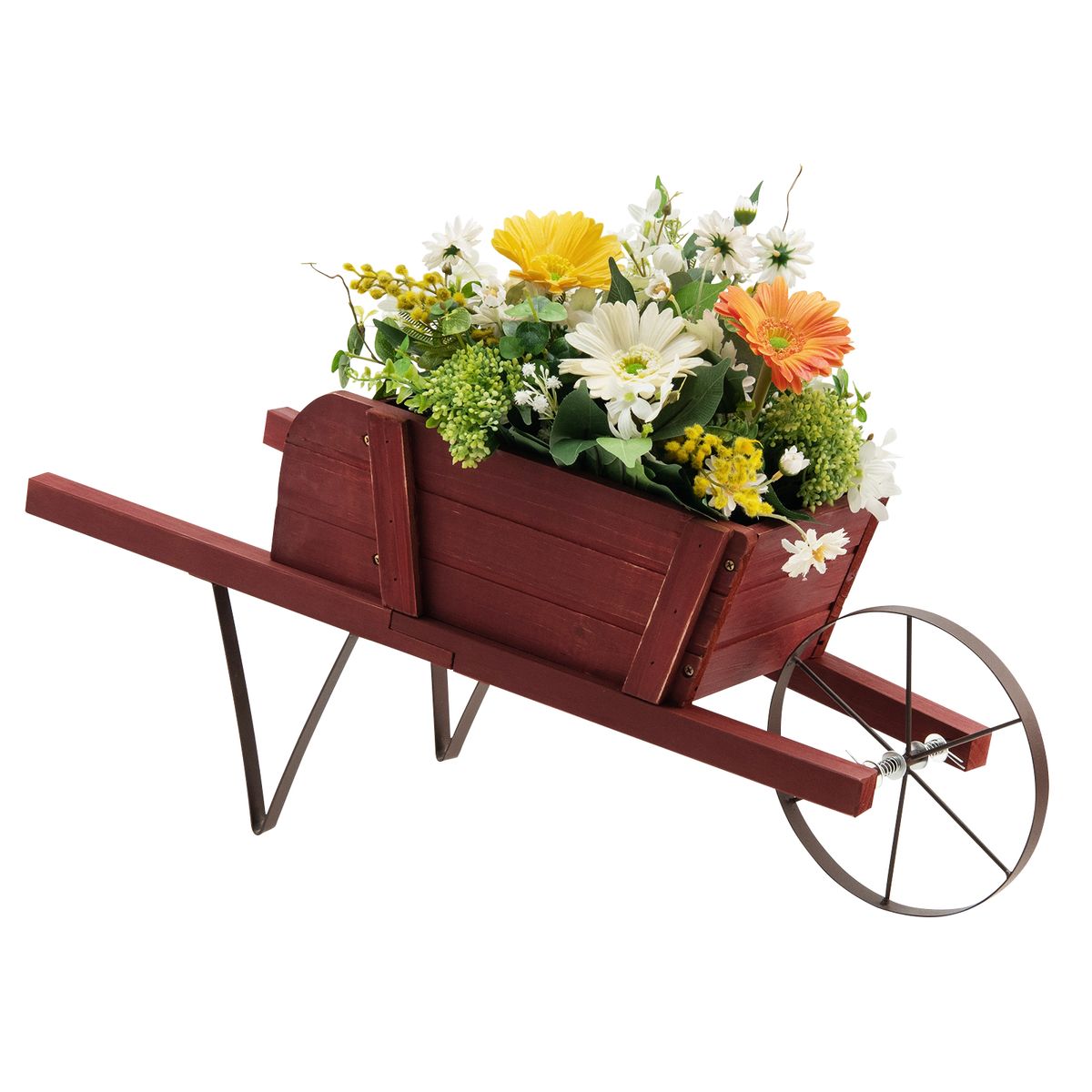 Photos - Flower Pot Costway Wooden Wagon Planter with 9 Holiday Magnets - Flower Cart-Red HWM000124 