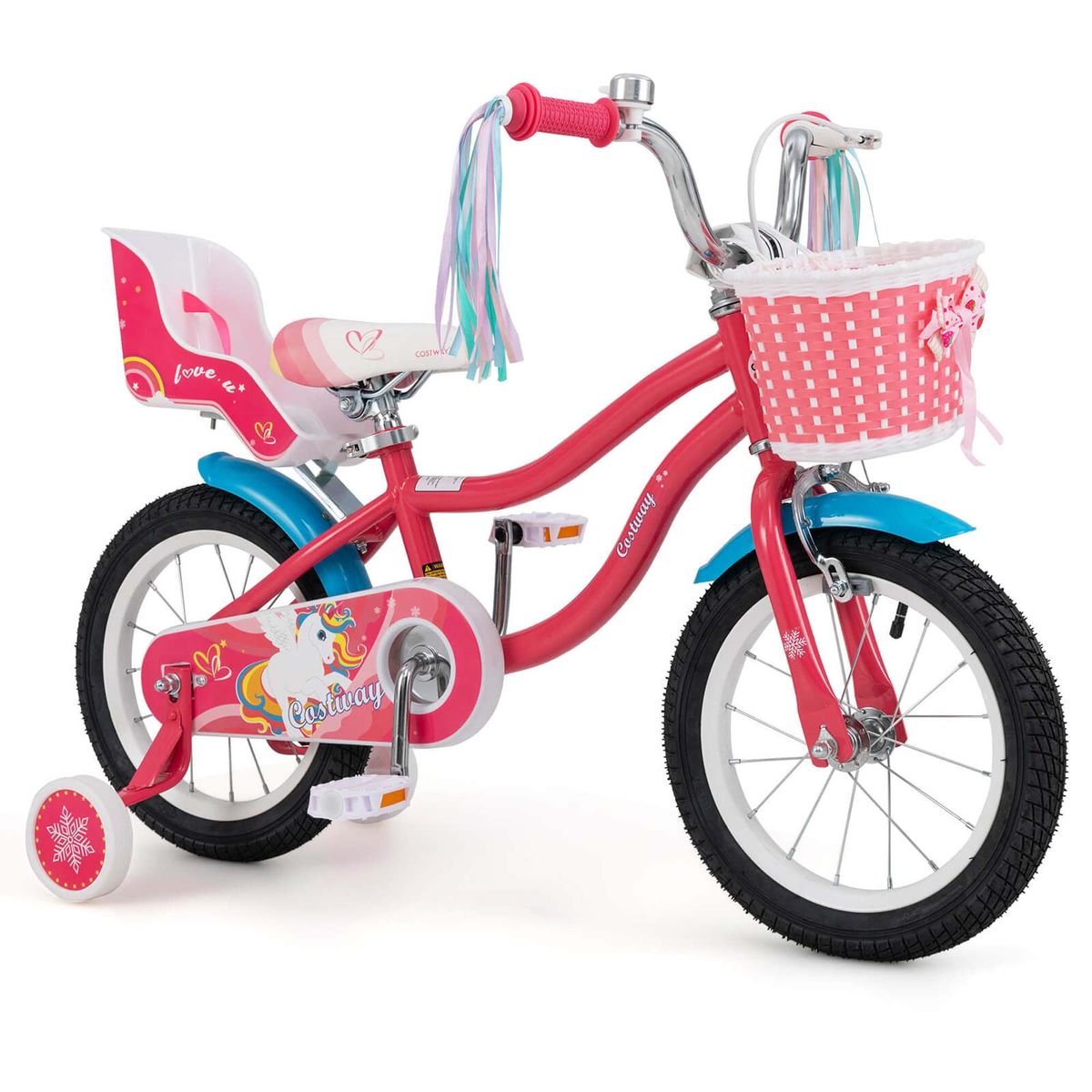 Photos - Bike Costway Kids  with Colorful Streamers and Dual Brake System - 14" with Streamers HCST05349 