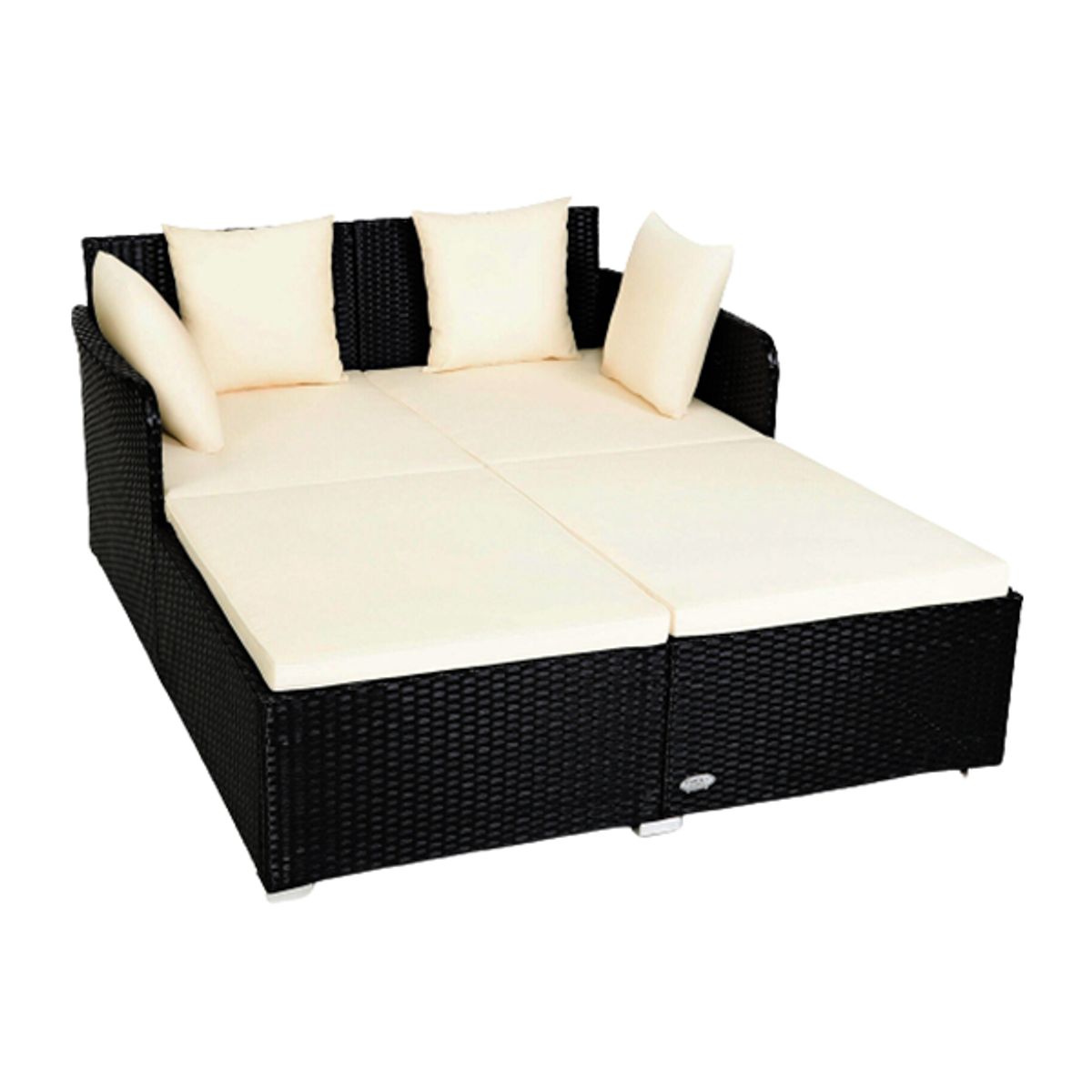 Cushioned Outdoor Patio Rattan Daybed - Patio Rattan-Beige