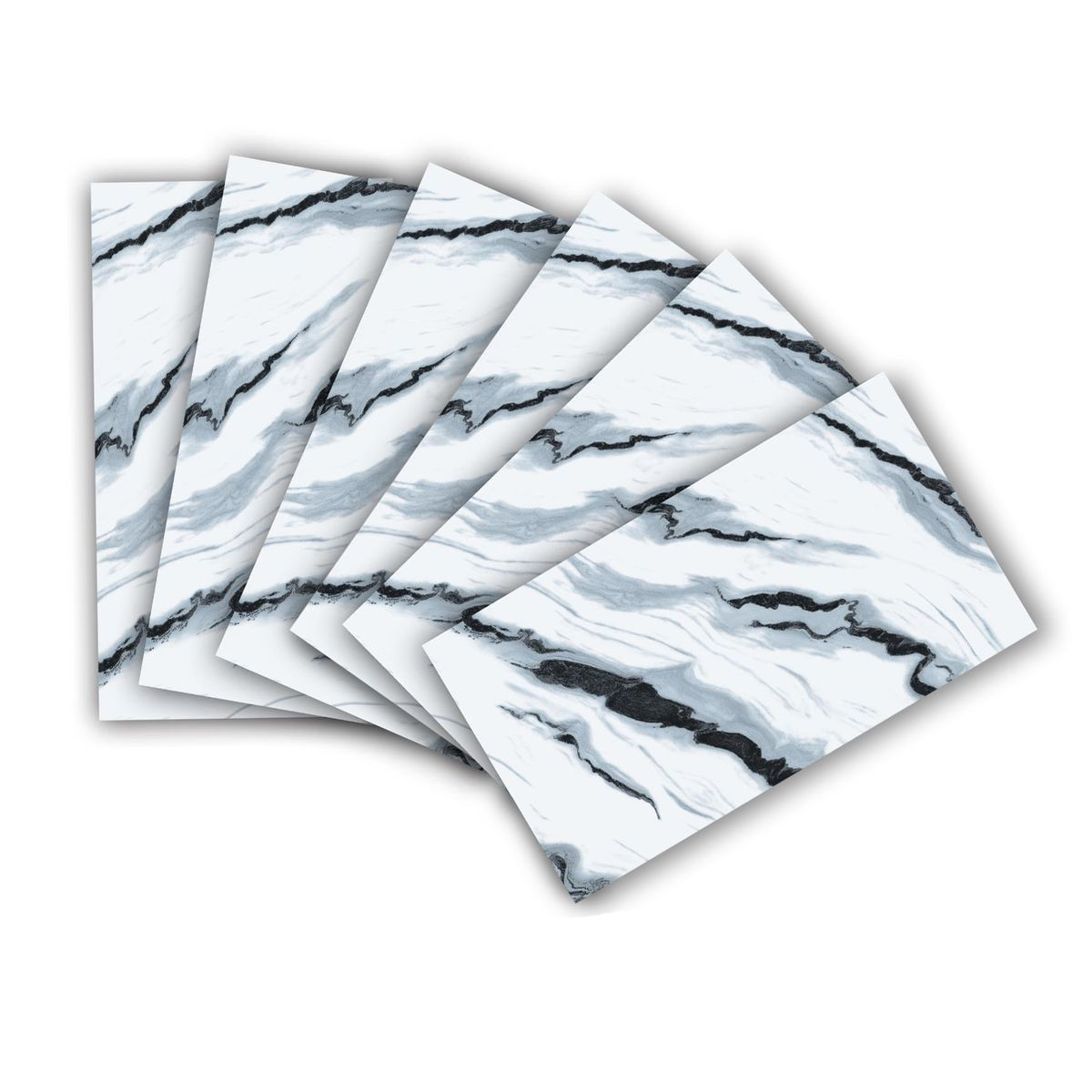 Peel & Stick Backsplash Waterproof Wall Panels (6-Piece Set) - White Marble