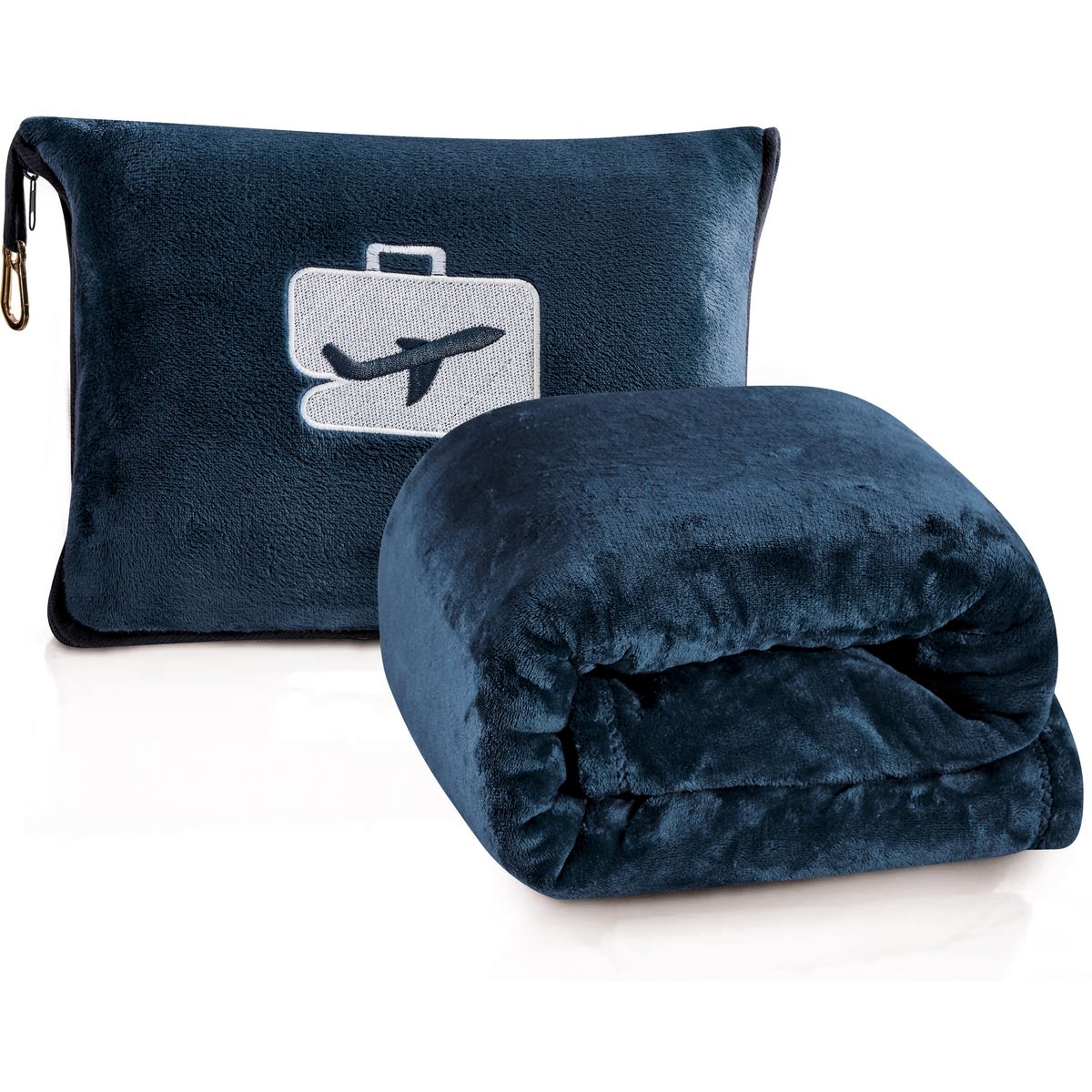 COMFORT FLY 2-in-1 Travel Pillow & Blanket (1- or 2-Pack) - Navy