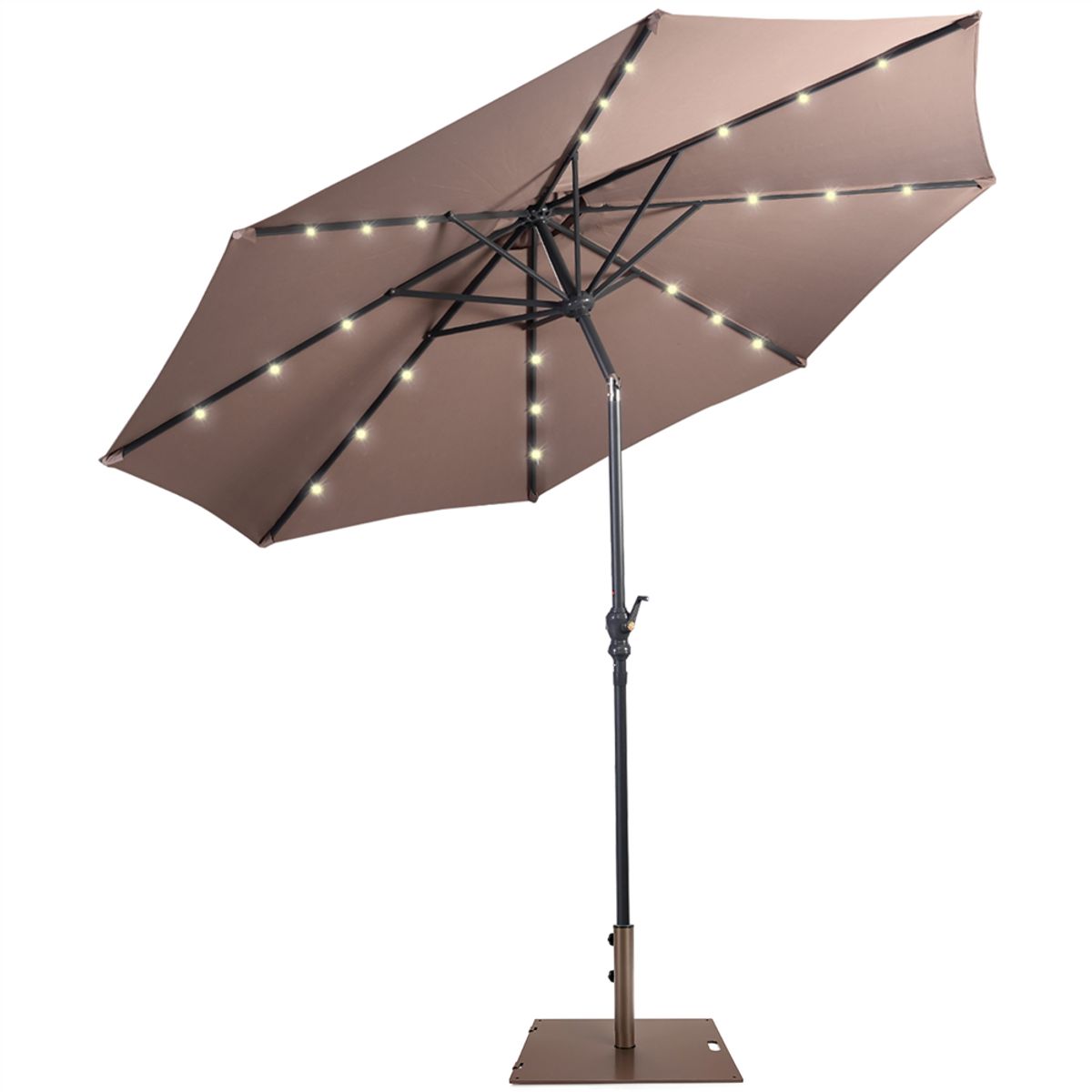 10-foot Outdoor Patio Umbrella with Solar Lights and Stand - Umbrella 50LB Stand TN