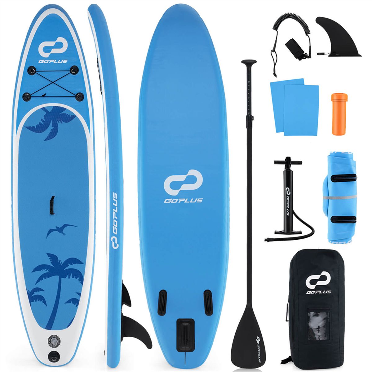 Photos - Paddleboard Costway 10- or 11-Foot Inflatable Stand-Up Paddle Board with Paddle - 10' Paddle Board BL HWM000003