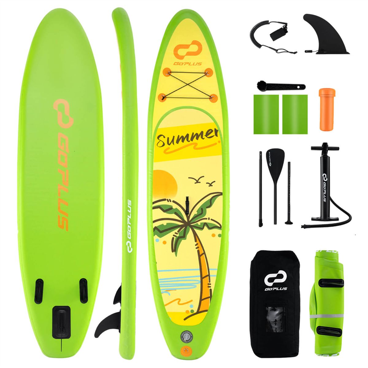 Photos - Paddleboard Costway 10- or 11-Foot Inflatable Stand-Up Paddle Board with Paddle - 10' Paddle Board GR HWM000005
