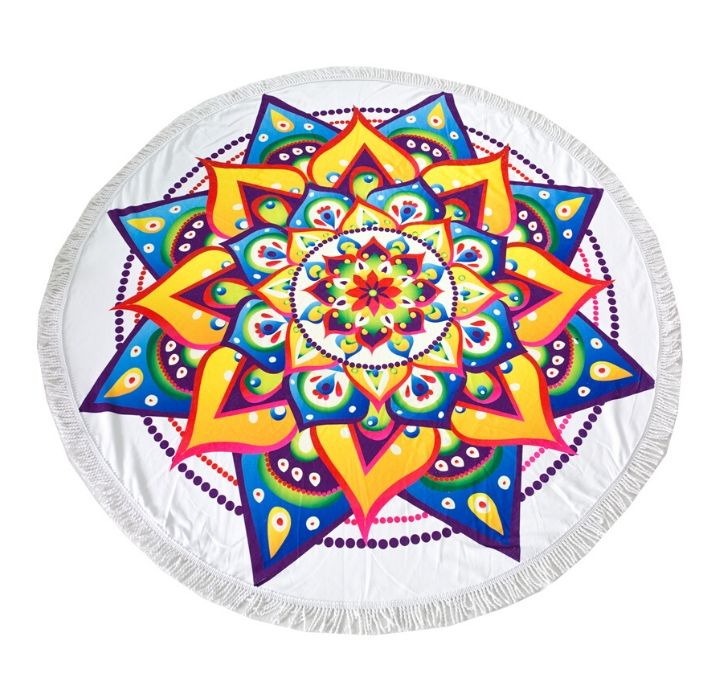 Round 61" Diameter Fringed Beach Towels - Bohemia Floral
