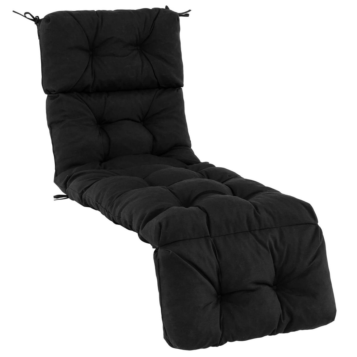 73'' Lounge Chaise Cushion Padded Recliner - Black