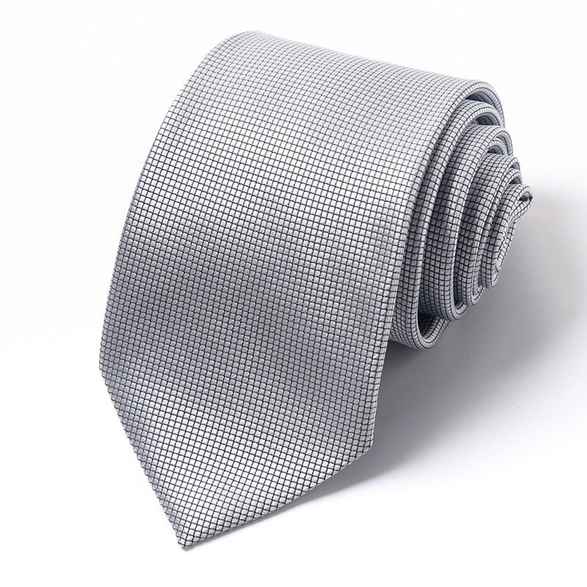 Formal Classic Patterned Tie  Metallic Silver Grid