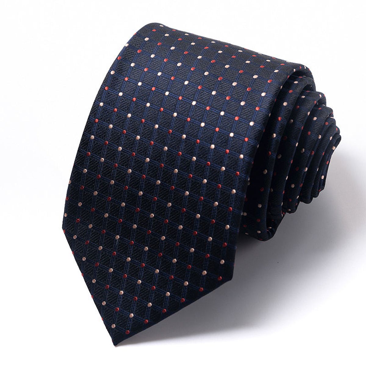 Formal Classic Patterned Tie - Navy Grid Dot