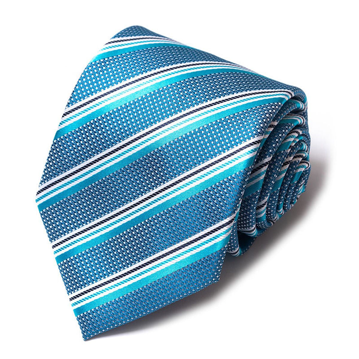 Formal Classic Patterned Tie - Ocean Blue Striped Texture