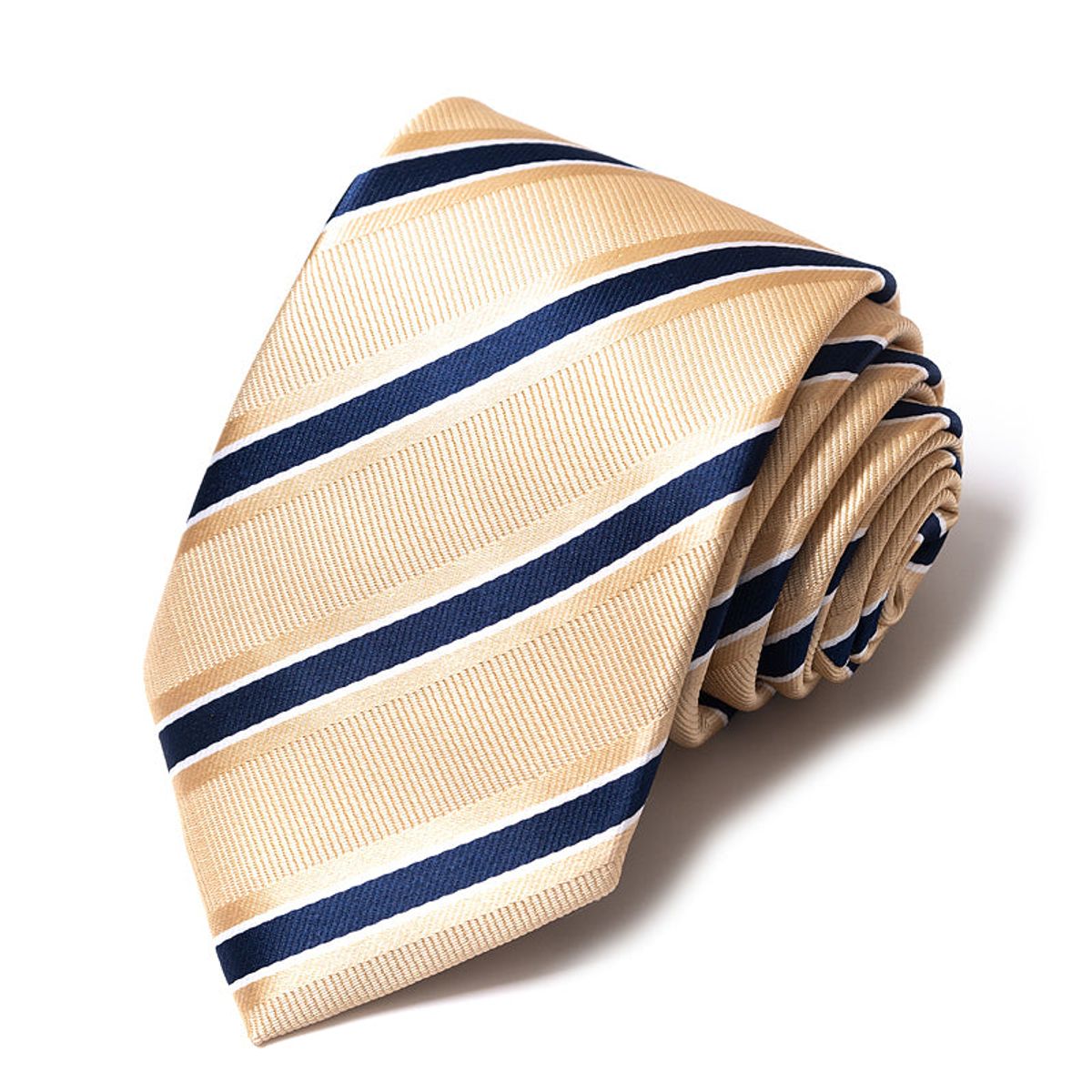 Formal Classic Patterned Tie - Navy Gold Regent Stripe