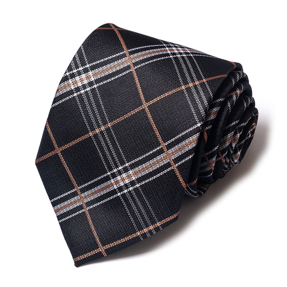 Formal Classic Patterned Tie - Charcoal Brown Check