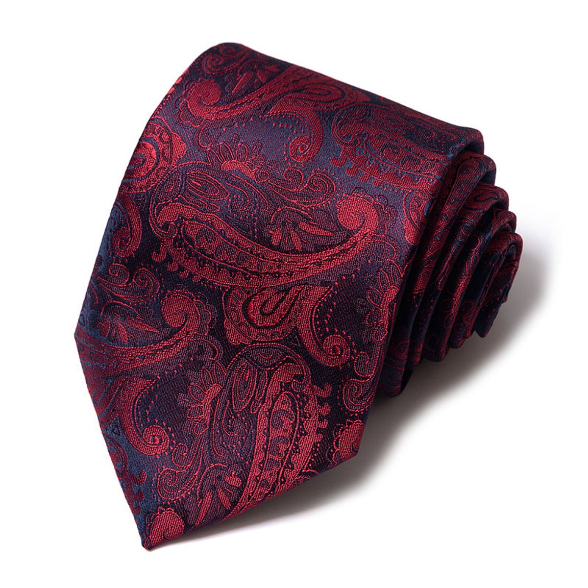 Formal Classic Patterned Tie - Burgundy & Black Paisley