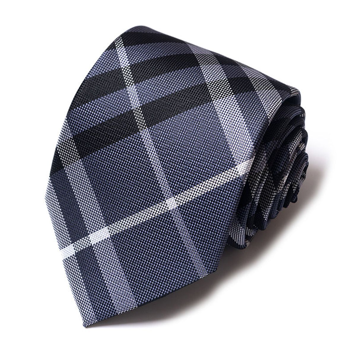 Formal Classic Patterned Tie - Slate Grey & Charcoal Checkered