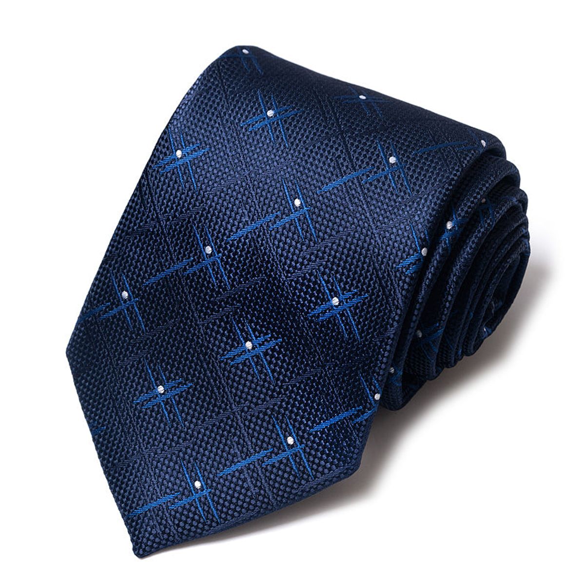 Formal Classic Patterned Tie - Indigo X-Point Weave
