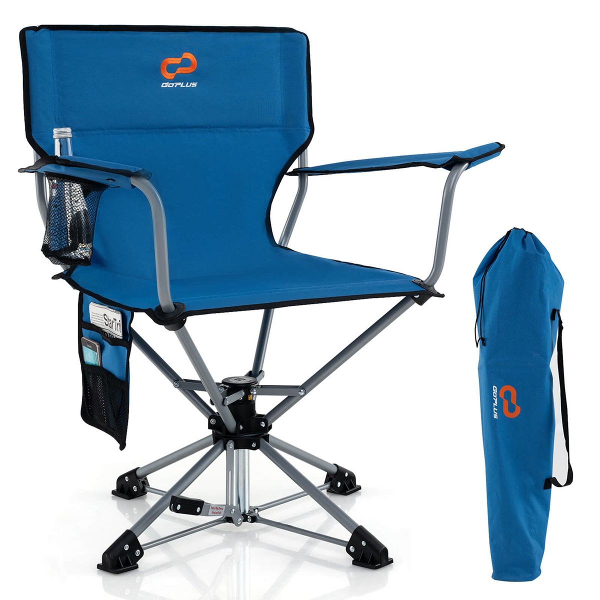 Photos - Outdoor Furniture Costway 360° Swivel Hunting Chair with Mesh Cup Holder and Storage Pockets - Blue HCST02732 