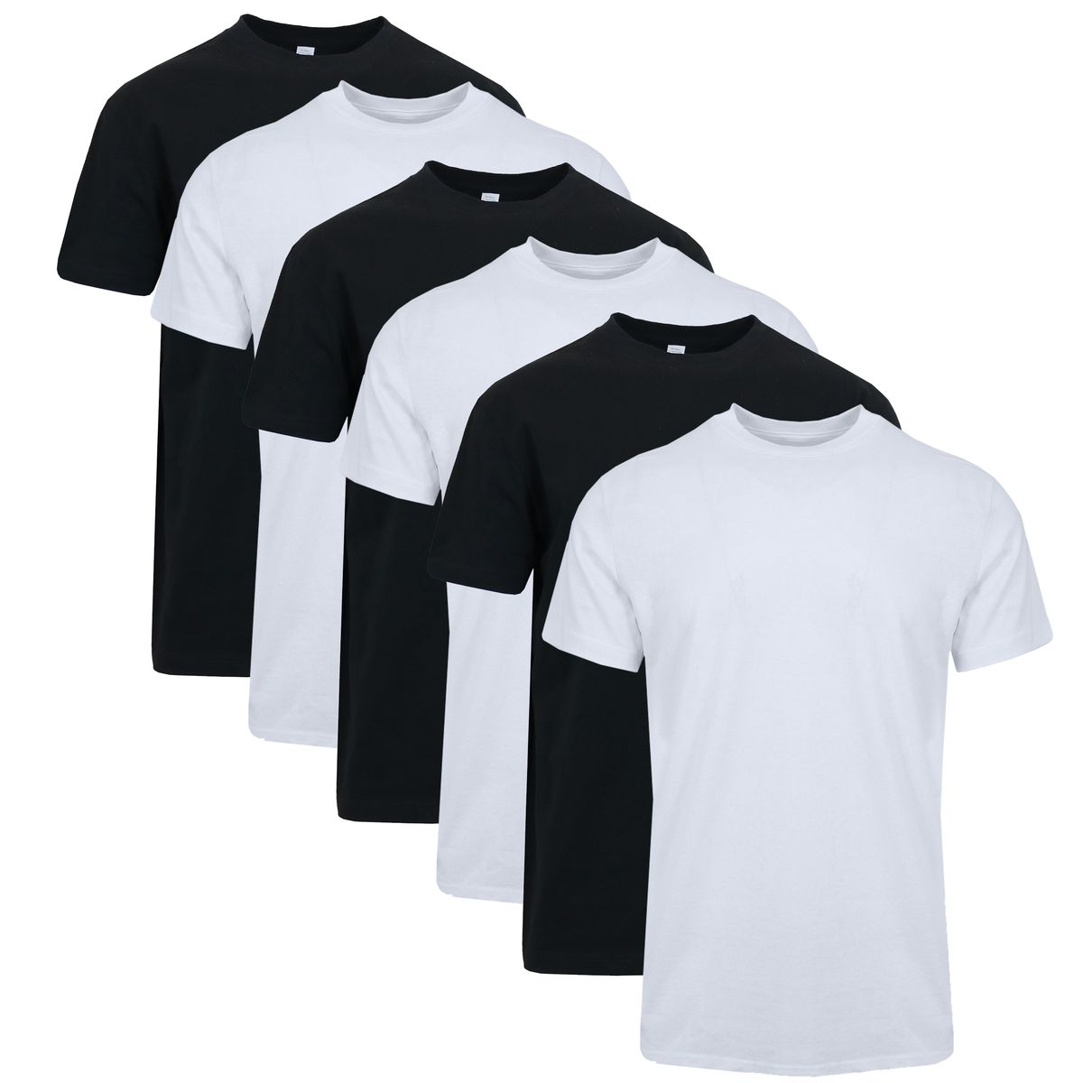 Crew Neck Mens Short Sleeve 6Pack  FR202  BKBKBKWHWHWH  3XL