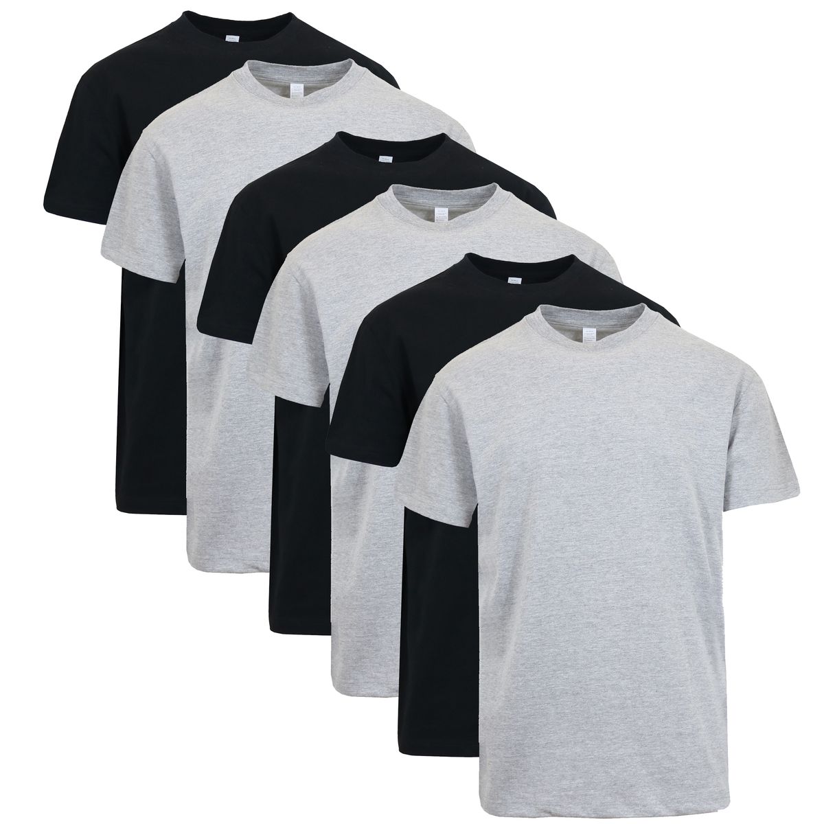 Crew Neck Men's Short Sleeve (6-Pack) - FR202 / BK-BK-BK-HG-HG-HG / XL